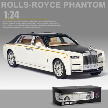 1/24 Din Aliaj Turnat Sub Presiune Rolls-Royce Phantom Model De Mașină De Jucărie Simulare De Sunet De Lumină Trage Înapoi De Colectare De Jucării Vehicul Pentru Copii Cadouri