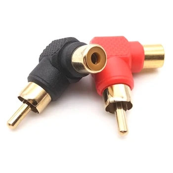 10BUC 90 de Grade, Negru și Roșu RCA Unghi Drept de sex Masculin La Feminin Mufa Adaptoare Audio Adaptor Conector