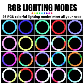 10inch RGB inel de lumina cu selfie stick led-uri de lumină inel USB Lampă în formă de Inel 14 culori de Fotografie Foto cu Suport de Telefon pentru video