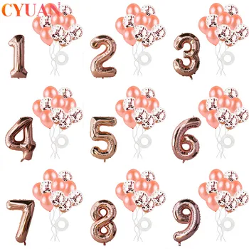 12pcs Aur Rose Confetti Baloane Set de 40inch Număr 1 2 3 4 5 6 7 8 9 Baloane Folie Petrecerea de Nunta Decoratiuni Globals