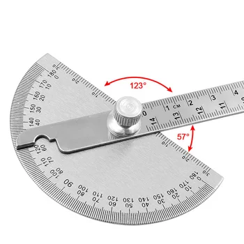14.5 cm 180 de Grade Reglabil Protractor multifuncțională din oțel inoxidabil roundhead unghi conducător matematică instrument de măsurare
