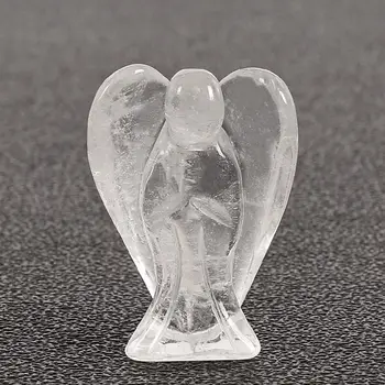 1buc Cristal Natural de Vindecare Piatra Guardian Sculptură Rose Quartz Înger