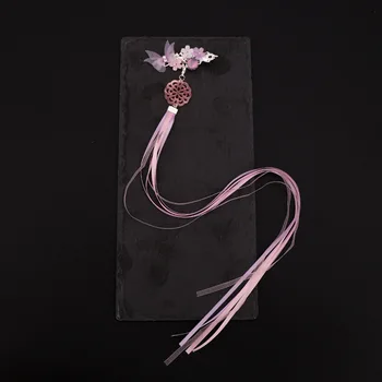 1pair Archaistic de Lux Bowknot Floare Agrafa Stabilit Chineză Zână Rochie de Accesorii Panglică Lungă Ciucuri de Mireasa Pălării LB