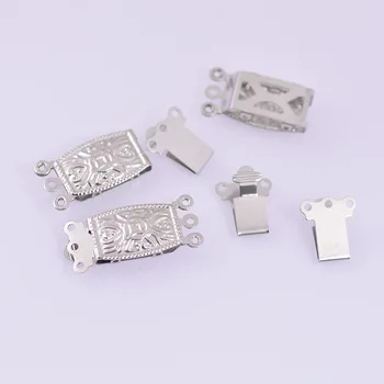 20*9 mm 3 Fire Filigran Dreptunghi Piuliță Perla Cutie Cleme Cârlig Introduce End Incuietoare Conector din Oțel Inoxidabil DIY Accesorii Bijuterii
