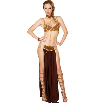 2017 fierbinte de Vânzare de Aur Sutien și Neckchain Sexy Nou Carnaval Star Wars Cosplay Sexy Printesa Leia Sclav Costum