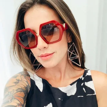 2019 mai Noi Supradimensionate Hexagon ochelari de Soare pentru Femei Brand Designer de bijuterii din Metal Pătrat Ochelari de Soare Barbati Gafas Nuante UV400 Ochelari