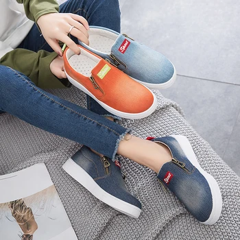 2019 Nouă Primăvară De Toamnă Pantofi Plat Pentru Femei Denim Plat Platformă Clasic De Moda Plat Pantofi Casual Adidasi Zapatos De Mujer