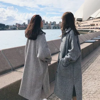 2020 nouă haină de lână femei mid-toamnă lungă și iarna versiunea coreeană a elevului Hepburn vânt haină de lână vrac maree