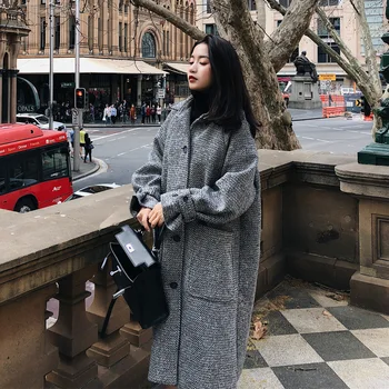 2020 nouă haină de lână femei mid-toamnă lungă și iarna versiunea coreeană a elevului Hepburn vânt haină de lână vrac maree