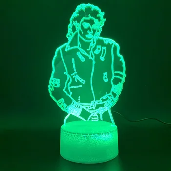 3d Led Noapte Lumina Lămpii Tineri Michael Jackson Figura Decor Dormitor Luminos de Culoare de Bază Schimbarea de Atmosfera de Vacanță Cadou de Ziua de nastere