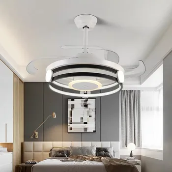 42 inch, ventilator de tavan ventilatoare cu lumini de control de la distanță decor dormitor ventilator lampa de aer Invizibil Lame Retractabile Tăcut