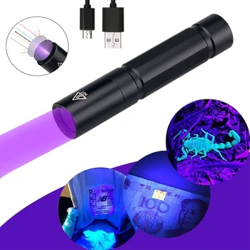 5W Mini Lanterna UV 365nm Ultraviolete Blacklight USB Reîncărcabilă Violet Linternas Covor de Companie Urină Detector cu Captură de Scorpioni