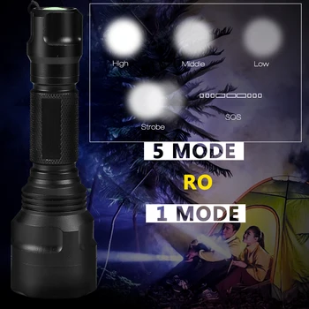 6000lumens 1 modul C8 Lanterna LED-uri 5Modes Tactice, Lanterne T6/L2 rezistent la apa Lanterna Flash de Lumină De 18650 baterie Reîncărcabilă