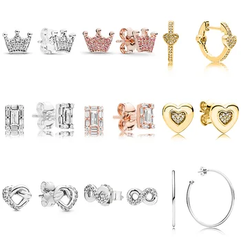 9 Stilul De Argint Cercei De Culoare Ademenitoare Inimile Drăguț Coroana De Cristal Cercei Pentru Femei Petrecerea De Nunta Bijuterii