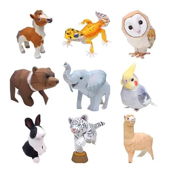 9pcs/set Creatie Animale Hârtie Model de Jucărie Animale 3D Papercraft Acasă Decorare DIY Ambarcațiuni de Hârtie Animale Hârtie Model de Jucării realizate Manual