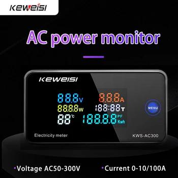AC 50-300V Voltmetru Ampermetru KWS Putere Contor de Energie Digital cu LED-uri AC Wattmeter Contor Electric cu Funcție de Resetare 0-100A