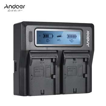 Andoer LP-E6 LP-E6N Dual Channel aparat de Fotografiat Digital Baterie Încărcător w/ LCD pentru Canon EOS 5DII 5DIII 5DS 5DSR 6D 7DII 60D 70D 80D