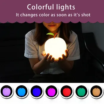 Apple a Forma 7 Culori LED cu Senzor Tactil Silicon Lumina de Noapte pentru Copii Dormitor Copil Desktop Decor Ornamente Baterie/incarcare USB