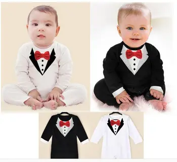 Baieti Romper Baby Boy Domn Costum de Primavara Toamna Model Urca Haine Copil Alb Negru-O Bucată de Îmbrăcăminte