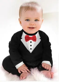 Baieti Romper Baby Boy Domn Costum de Primavara Toamna Model Urca Haine Copil Alb Negru-O Bucată de Îmbrăcăminte