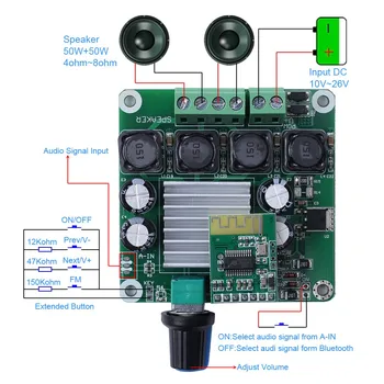Bluetooth Stereo Digital Clasa D Amplificator Audio de Putere de Bord DIY BT 4.2 TPA3110 5.0 TPA3116 15W 30W 50W*2 100W*2