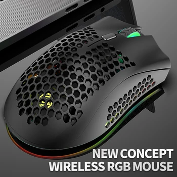BM600 2.4 GHz Wireless Gaming Mouse USB Reîncărcabilă 1600DPI Reglabil RGB cu iluminare din spate Gol Afară de Fagure de miere Birou Gamer Soareci