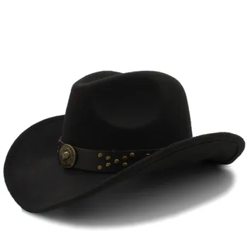 Bărbați de Lână Chapeu Western Cowboy Pălărie de Iarnă de Toamnă Domn Jazz Fermiera Sombrero Hombre Steampunk Capac de Dimensiune 56-58cm
