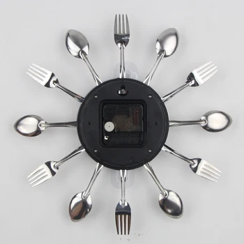 Creative Metal Bucătărie Ceasuri De Perete Lingura Furculita Tacâmuri Quartz De Perete Ceasuri Cu Design Modern Decorative Murale Horloge