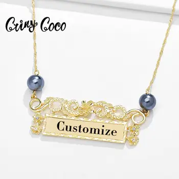 Cring Coco Personalizate Pendans Numele Coliere Moda Hawaiian Cristal Pearl Floare Lanțuri Colier pentru Femei Fete Cadou