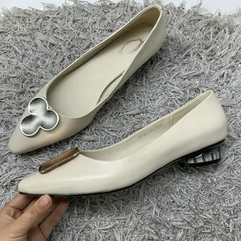 De Brand din piele a subliniat toe cu toc low confortabile pentru femei pantofi de birou de înaltă calitate doamnelor pantofi de mari dimensiuni 34-43