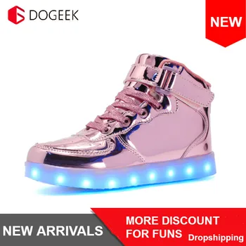 DOGEEK UE 25-46 Băieții de Lumină Led Pantofi pentru Adulți incarcator USB Lumina Mare Sus Pantofi Fete Pantofi de Dans Stralucitoare Luminos Adidași