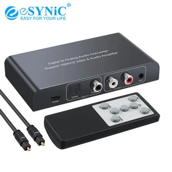 ESYNiC 192kHz Convertor DAC Cu Control de la Distanță IR Coaxial / Toslink / Optic Analogic L/R Audio Converter RCA Adaptor 3.5 mm
