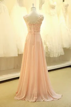 Etaj lungime formale Rochii de domnisoare de Onoare 2018 nou Elegant roz dantelă-linie șifon maxi rochie lunga femei nunti bal rochie de petrecere