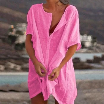 Europa, America De Vara Tricouri Femei Modă De Culoare Solidă Maneca Scurta Gât O Bluza Lunga Plaja Doamnelor Liber Casual Plus Dimensiune