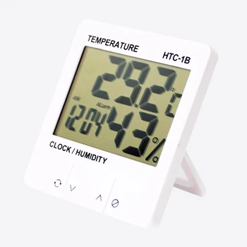 Exclusiv! Termometru Digital Electronic de Temperatură și Umiditate Metru HTC-1B Cameră de Interior Higrometru Statie Meteo Ceas Deșteptător