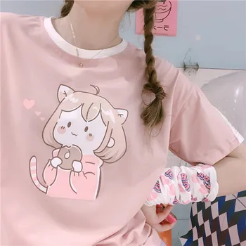 Femei Vara Noi Mici proaspete T-shirt Student Liber de Îmbinare Fete Drăguț de Imprimare sora Moale Dulce pulover Casual Topuri stil de Colegiu