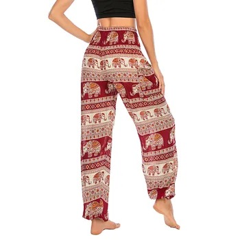 Femei Vrac Pantaloni de Yoga Boho Imprimare de Înaltă Talie Pantaloni Casual, pantaloni de Trening Femei Plajă de Vară Plus Dimensiune Largi Aladdin Pantaloni Harem
