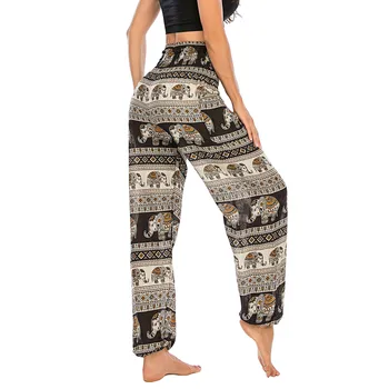 Femei Vrac Pantaloni de Yoga Boho Imprimare de Înaltă Talie Pantaloni Casual, pantaloni de Trening Femei Plajă de Vară Plus Dimensiune Largi Aladdin Pantaloni Harem