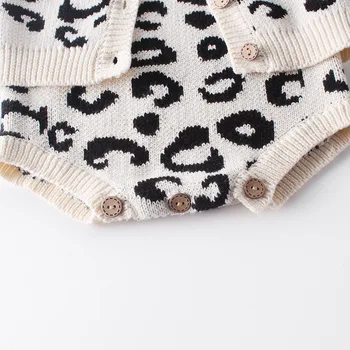 Fetita Haine De Iarnă Leopard Tricotate Haine Pentru Copii Nou-Născut Knit Romper Cașmir Baby Cardigan Pulover Copilul Salopeta