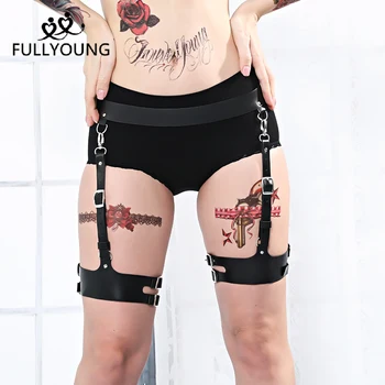 Fullyoung Sexy Femei Faux Din Piele Ham Jartiere Gotic Corpul Robie Cușcă Centura De Talie Mare Bretele Punk Pentru Femei Stocki