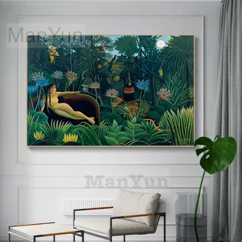Henri Rousseau Pictura Celebra Pădure Tropicală Postere si Printuri Tablouri Canvas Wall Art Imaginile pentru Camera de zi Decor