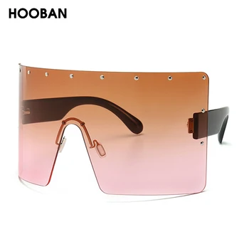 HOOBAN de Moda-O singură Bucată de Lentile de ochelari de Soare pentru Femei Brand Design Supradimensionat ochelari de Soare Vintage Cadru Mare Scut de Vânt UV400