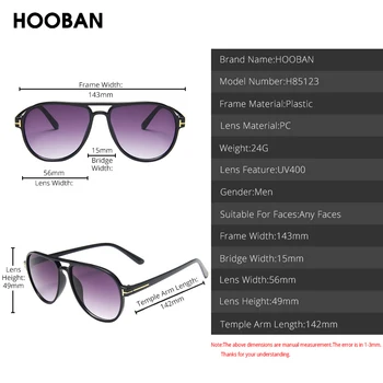 HOOBAN Epocă Pilot Stil de ochelari de Soare Barbati Elegant Design de Brand de Conducere Ochelari de Soare Retro bărbați Cadru Mare Umbra Ochelari de vedere