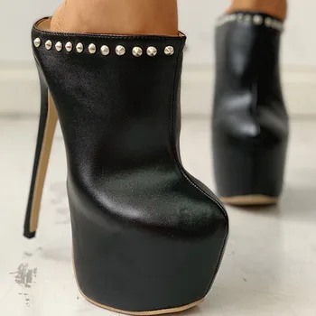 Karinluna Nou-Veniți În 2020 Vânzare Fierbinte Aluneca Pe Glezna Cizme Pentru Femei Pantofi Pentru Femeie Super Tocuri Platforma Nit Doamna Cizme Femei