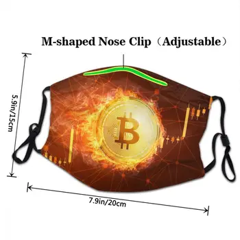 Lavabil Bitcoin Moneda Masca pentru Fata Btc Valută Cripto Anti Ceata de Praf Mască de Protecție Respiratorie Mufla
