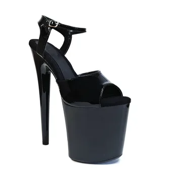 Leecabe Nou stil Negru cu toc sandale 20cm sexy model de pantofi de dans pol Sandale pantofi