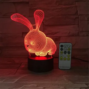 Lumina de Noapte LED 3D de Desene animate Iepuras Iepure USB touch comutator de Control de la Distanță Acril 7 Gradient de Culoare Atmosferă Lămpi Copii Cadouri led