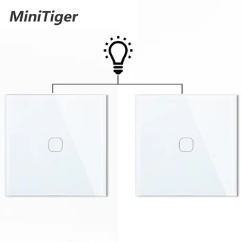 Minitiger UE 1 Banda 2 Mod de Perete de Lumină Controler Inteligent de Automatizare Acasă Touch Comutator Comutator Impermeabil și Ignifug 2 buc/pachet