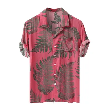 Moda Noua Camasi Barbati Colorate de Vara cu Maneci Scurte Vrac Butoane Hawaiian Holiday Beach Tricou Casual Bluza платье рубашка#GH