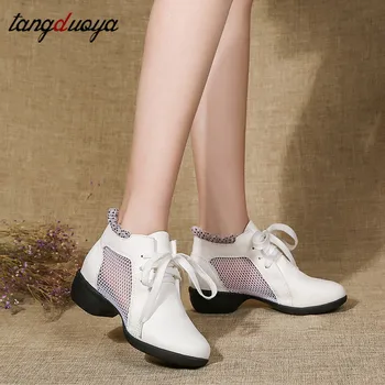 Modern jazz dance sneakers femei alb negru dansurile de bal pantofi femei pătrat dans pantofi cu tocuri chaussure femme